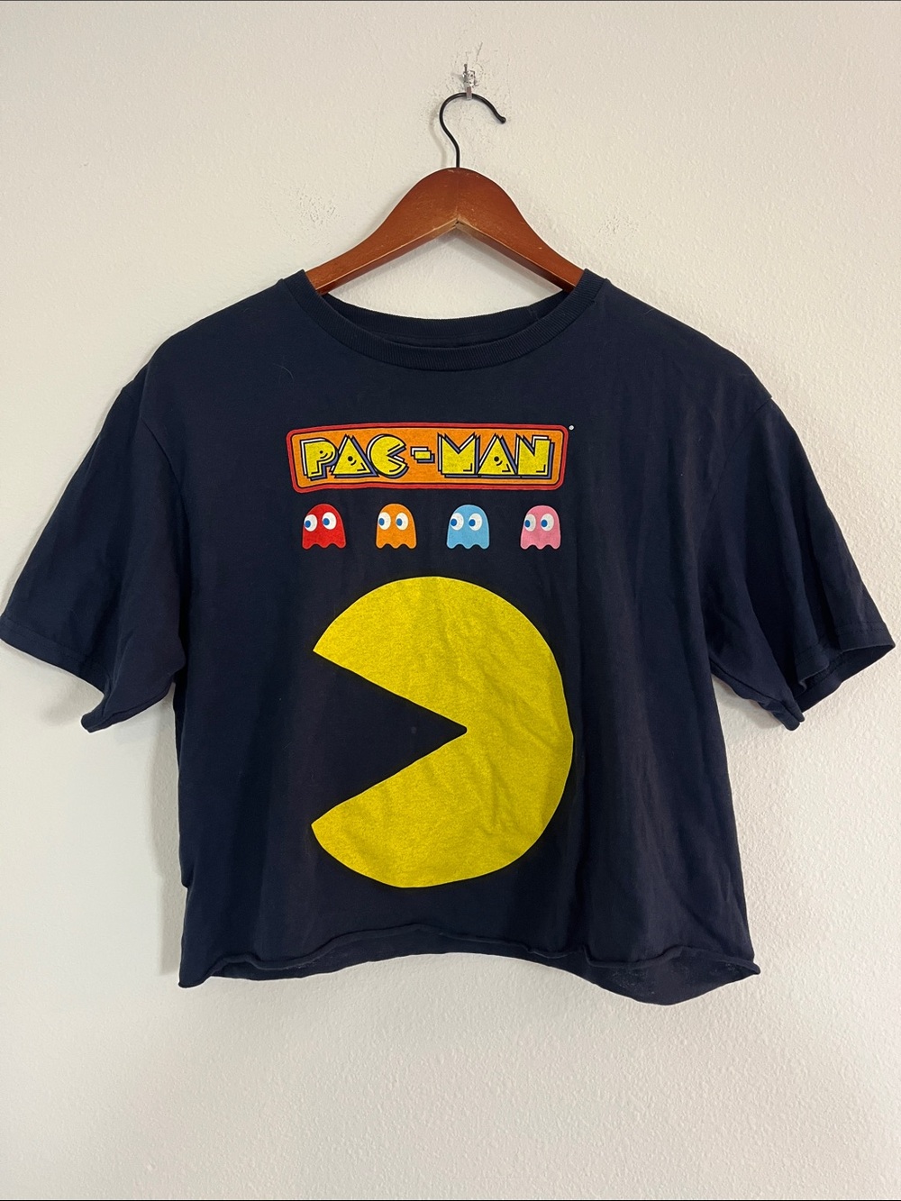 Pac-Man Blue Short Sleeve Crop T-Shirt
